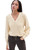 GAP Womens Ribbed Volume Sleeve Vneck Sweater, Birch, Medium US