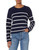 GAP Womens Textured Pullover Sweater Navy Stripe L