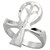 Sterling Silver Ankh Ring with Peace Symbol Polished Finish 3/4 inch Wide, Size 7.5
