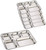Pack of 6 Stainless Steel Dinner Plate 5 Section Divided Compartment Plate, Mess Tray, Heavy Duty Camping Every Day Use Rectangular Dinner Plates