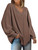 Trendy Queen Sweatshirts for Women Hoodies Sweaters Oversized Tops Comfy Casual Outfits Pullover Loose Fashion Fall Winter Clothes 2023 Brown