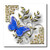 3dRose ht_150948_2 Blue Butterfly and Gold Accents Iron on Heat Transfer, 6 by 6-Inch, for White Material