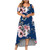 Frostluinai Plus Size Off Shoulder Party Dresses for Women Summer Casual Loose Floral Print Short Sleeve High Low Hem Long Maxi Dress Blue, XX-Large