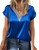 Chigant Womens Short Sleeve Satin Blouse Casual V Neck Satin Tops for Summer Rolled Sleeve Silk Shirt
