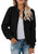 MIROL Women's Sherpa Fleece Jacket Faux Fuzzy Long Sleeve Casual Zip Up Bomber Coat