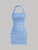 EAGLEG Halterneck Backless Ruched Mesh Bodycon Dress Women Summer Casual Sleeveless Dress (Color : Baby Blue, Size : M)