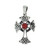 Sterling Silver Celtic Cross Necklace Red CZ, 1 3/16 inch tall