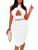 BEAGIMEG Women's Sexy Bodycon 2 Piece Sleeveless Ruched Midi Dress Cross Top Club Party Dress White