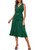 Fisoew Women's Wrap V Neck Cocktail Dresses Sleeveless Tie Waist Pleated Flowy Party Midi Dress Green