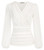 Wrap Tops for Women Fall Ruched Tops Casual Pleated Blouse V Neck Long Sleeve Solid Color Slim Fit Work Tops White M