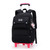 LANSHIYA Solid Color Girls Rolling Backpack with Wheels Schoolbag Elementary School Student Trolley Daypack