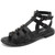 MaxMuxun Women's Gladiator Sandals Flat Open Toe Ankle Strap Studded Sandals Flats for Women Dressy Summer Black 10