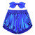 Girls Metallic Gymnastics Shorts Rave Spandex Dance Shorts Shiny Hot 6 7 with Sunglasses Mineral Blue