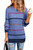 Womens Long Sleeve Knit Sweaters V Neck Collared Batwing Pullover Sweater Casual Loose Ribbed Jumper Tops Z-Blue