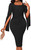 sexycherry Church Dresses for Women 2023 Sexy Black Square Neck Long Cloak Sleeve Twist Dresses Elegant Bodycon Pencil Cape Business Dress with Zipper