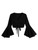 SOLY HUX Women's Surplice V-Neck Long Bell Sleeve Wrap Tie Back Crop Top Blouse Solid Black XL