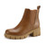 starmerx Women Platform Ankle Boots Elastic Chelsea Boots Mid Heel Slip on Booties (7,Brown)