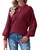 TECREW Womens Ribbed Pullover Sweater Tops Winter Trendy Warm Slouchy Pullover Jumper, Burgundy, Medium