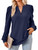 ZILIN Women's Long Sleeve Tops Eyelet Casual Loose Blouses T Shirts V Neck Work Shirts Navy XXL