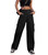 ZMPSIISA Women High Waisted Cargo Pants Wide Leg Casual Pants 6 Pockets Combat Military Trousers(Black,Medium)