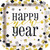 Unique Confetti New Year Square Dinner Paper Plates - 9" | Black Gold Silver | 8 Pcs