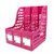 Magazine File Holder,SAYEEC Sturdy Desktop Triplicate Magazine Literature Plastic Holders Frames File Dividers Document Cabinet Rack Display and Storage Organiser Box Green (Pink)