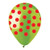 CTI Balloons Latex Balloons 950070 All-Round Lime Green W/Red Polka Dots, 12"