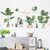 Tropical Palm Leaf Wall Decals, Green Potted Plant Leaf Stickers Vinyl Peel and Stick Wallpaper for Bedroom Bathroom Office and Nursery