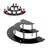 WADDK 3 Tier Cupcake Stand Clear Acrylic Risers Display Stand for Pop Figure, Half Moon Dessert Stand Organizer Shelf Acrylic Display Riser for Collection Figures (Black)