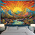 Serborlur Sun Mountain Tapestry Trippy Forest Tree Tapestry Vintage Aesthetic Plant Tapestry Magic River Wall Tapestry Nature Landscape Tapestry Wall Hanging for Bedroom