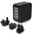 LUJII USB Travel Charger, 4-Port International Wall Adapter with US/AU/UK/EU Plug for Apple iPhone iPad, Samsung, Cell Phone, Tablet, Power Bank and More - Black