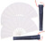 HONSHEN 2 Pack Large Folding Hand Fan,White Chinese Kung Fu Tai Chi Fan Nylon-Cloth Fan for Men and Women Performance, Dance, Decorations, Festival, Gift (Folding Fan White+case 2p)