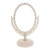 LALAFINA Travel Makeup Mirror Tabletop Makeup Mirror Vintage Double- Sided Makeup Mirror with Stand Oval Swivel Desktop Vanity Mirror for Girls Women, Beige Makeup Vanity Mirror