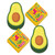 Fiesta Taco Party Avocado Shaped Paper Dessert Plates and Fiesta Napkins (Serves 16)