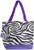 Ever Moda Purple Zebra Tote Bag, Large 17-inch