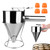 Funnel Pancake Batter Dispenser: Stainless Steel Batter Dispenser with Squeeze Handle and Stand, Funnel Cake Dispenser with 4 Silicone Mouths, Pancake Dispenser for Batter Cupcake Waffles