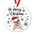 Dog Christmas Ornaments Merry Christmas Santa Hat Dog Round Ceramic Christmas Ornaments Snowflake Christmas Dog Christmas Decorations for Tree Saint Bernard Ornaments