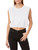 Calvin Klein Jeans Women's Banded Crop Shoulder Pad Tee, White, Extra Large