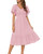 Zattcas Womens Short Flutter Sleeve V Neck Smocked Ruffle Midi Tiered Dress Dusty Pink S