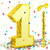 Gold Foil Number Pinata Small Kids Birthday Party Pinata with Gold Blindfold 15.75 Inches Stick and Confetti for Birthday Party Decorations Anniversary Celebrations Supplies Favors (Number 1)