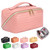 ZAUKNYA Large Capacity Travel Cosmetic Bag - Makeup Bag, Portable Leather Waterproof Women Travel Makeup Bag Organizer, with Handle and Divider Flat Lay Checkered Cosmetic Bags (walnut pink) ZAUKNYA Large Capacity Travel Cosmetic Bag - Makeup Bag, Portable Leather Waterproof Women Travel Makeup Bag Organizer, with Handle and Divider Flat Lay Checkered Cosmetic Bags (walnut pink)