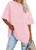 ETATNG Womens Oversized Tees Short Sleeve Crew Neck Summer Casual Pullover Loose T-Shirts Pink S