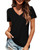 Elesomo Women T-Shirts Short Sleeve Tops V Neck Cotton Tee Shirts, Black L Elesomo Women T-Shirts Short Sleeve Tops V Neck Cotton Tee Shirts, Black L