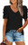 LCXWFE Womens Casual V Neck T Shirt Puff Sleeve Tops Ruched Elegant Summer Shirts