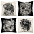 Halloween Skull Pillow Covers 20x20 Inch Set of 4 Goth Halloween Decorations Black White Skeleton with Flower Butterfly Cotton Linen Pillow Cases for Home Sofa Couch