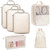 Compression Packing Cubes, 6 Set Travel Packing Cubes for Suitcases, Compression Suitcase Organizers Bag Set Travel Cubes for Luggage, Lightweight Packing Organizers with Shoe Bag, Beige