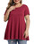 MONNURO Womens Short Sleeve Casual Loose Fit Flare Swing Tunic Tops Basic T-Shirt Plus Size(Wine Red,6X)