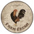 Retro Rooster Farm Fresh French Style Metal Sign Wall Art Country Decor Chicken Metal Tin Sign Cock Rooster Coop Decor Round French Vintage Retro Metal Signs for Front Porch Laundry Room 9x9in