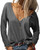 Danedvi Women Fashion Deep V-Neck Short Sleeve Tops Solid Casual Loose Basic T Shirt Danedvi Women Fashion Deep V-Neck Short Sleeve Tops Solid Casual Loose Basic T Shirt