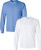 Gildan Men's Heavy Cotton Long Sleeve T-Shirt, Style G5400, Pack of 2 Large Carolina Blue-White